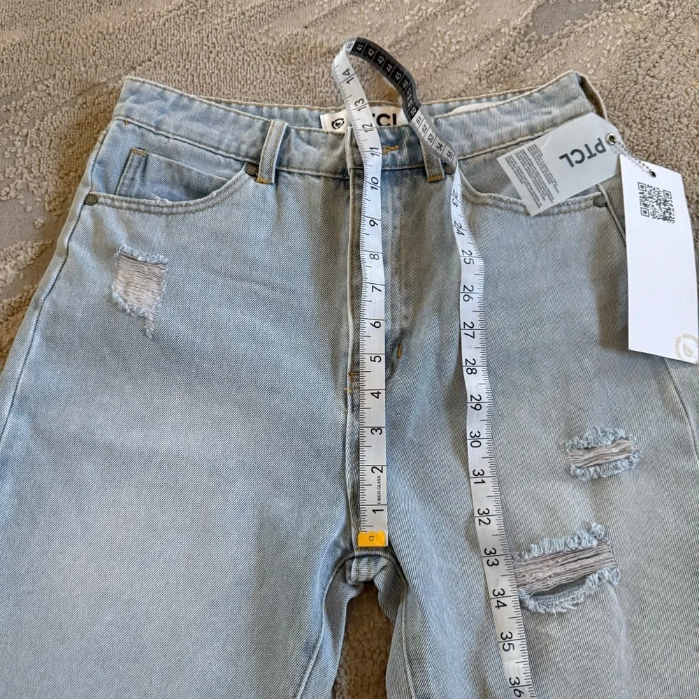 PTCL Nola high rise denim Bermuda Jean shorts long modest shorts 28